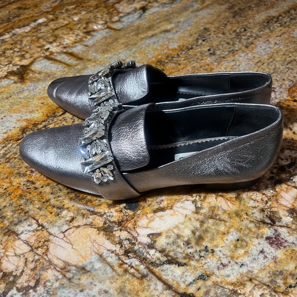 Karl Lagerfeld Paris Silver loafers with Chunky Diamond decor size 7 - Picture 3 of 7